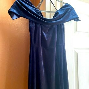 Blue velvet ball gown